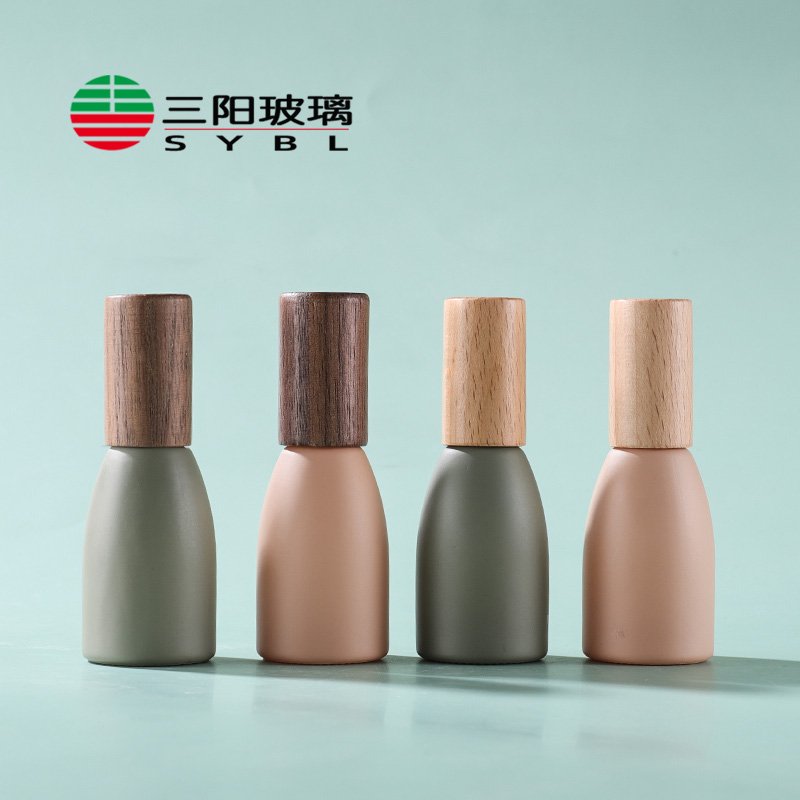 12ml glass Roll on bottle roller New Morandi Series perfume Essential Oil Bead Split Beech Walnut Cover Lid accept logo