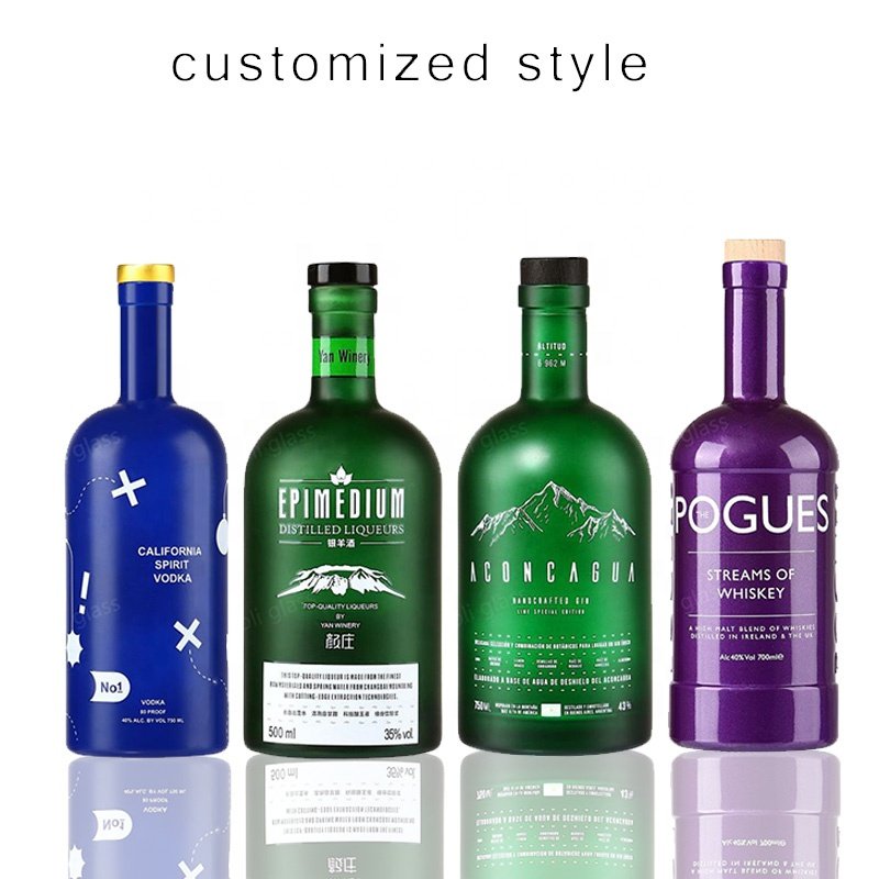 Factory supply Custom 200ml 375ml 500ml 750ml 1000ml Nocturne Nordic Glass Gin Bottle Vodka Bottle
