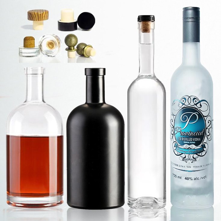 Factory supply Custom 200ml 375ml 500ml 750ml 1000ml Nocturne Nordic Glass Gin Bottle Vodka Bottle