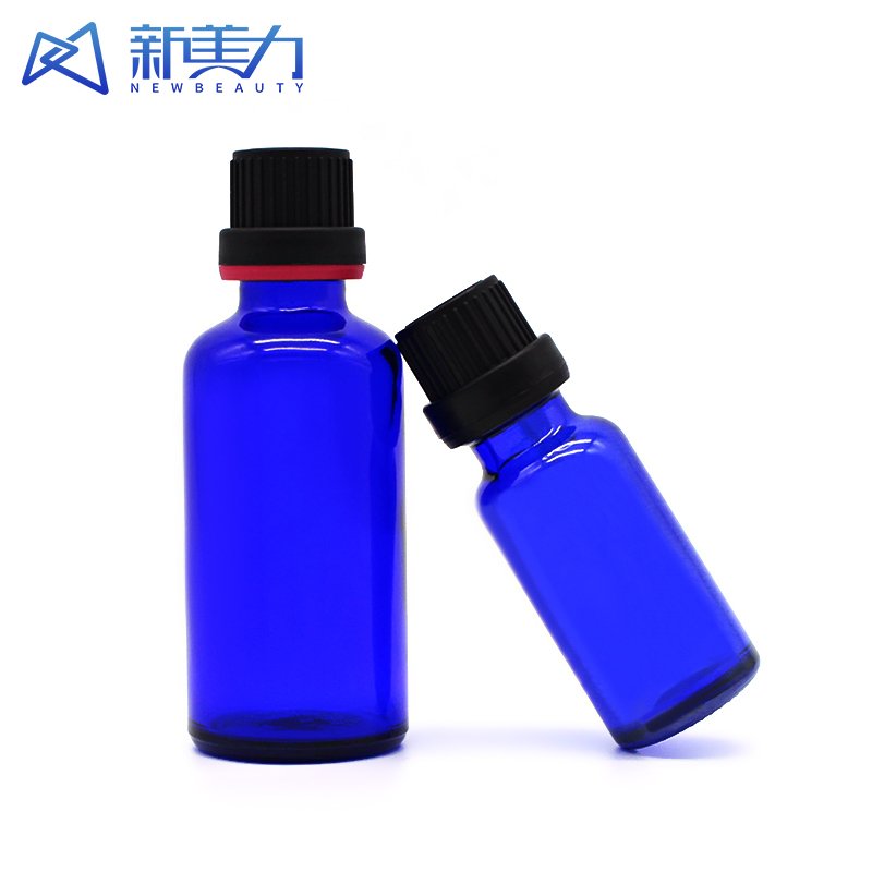 30ml Blue Glass Bottle, lightproof, 18mm caliber cosmetic essential oil glass bottle Blue glass dropper bottle for essential oil
