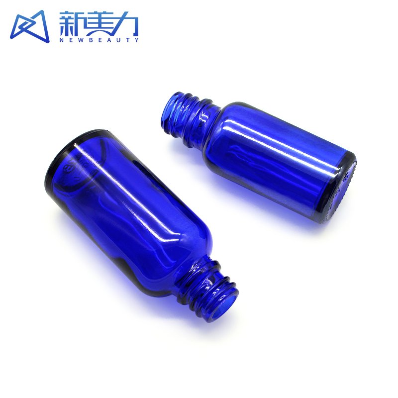 30ml Blue Glass Bottle, lightproof, 18mm caliber cosmetic essential oil glass bottle Blue glass dropper bottle for essential oil