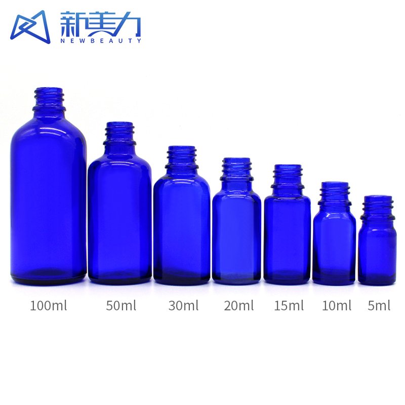 30ml Blue Glass Bottle, lightproof, 18mm caliber cosmetic essential oil glass bottle Blue glass dropper bottle for essential oil
