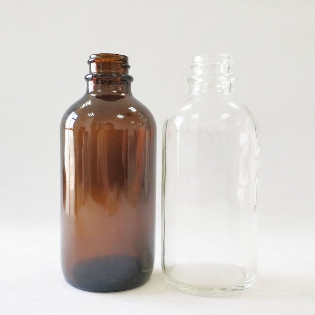 0.5OZ 1OZ 2OZ 4OZ 8OZ 16OZ 32OZ clear blue amber boston round glass bottle
