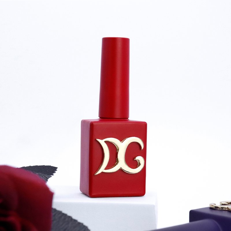 High Quality DG Label Custom Logoe Square Empty 12ML Nail Uv Gel Polish Packaging Luxury Glass Bottle With Brush Cap