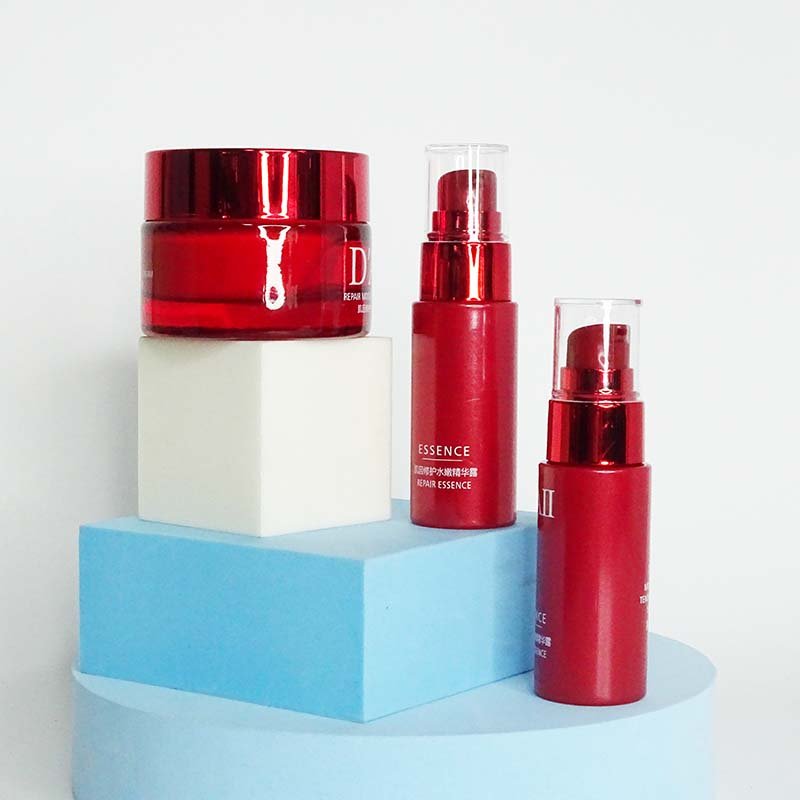 Luxury Skincare Packaging Empty Round 30ml 50ml 100ml Cream Cosmetic Glass Jar Toner Lotion Pump body oil Dropper Glass Bottle