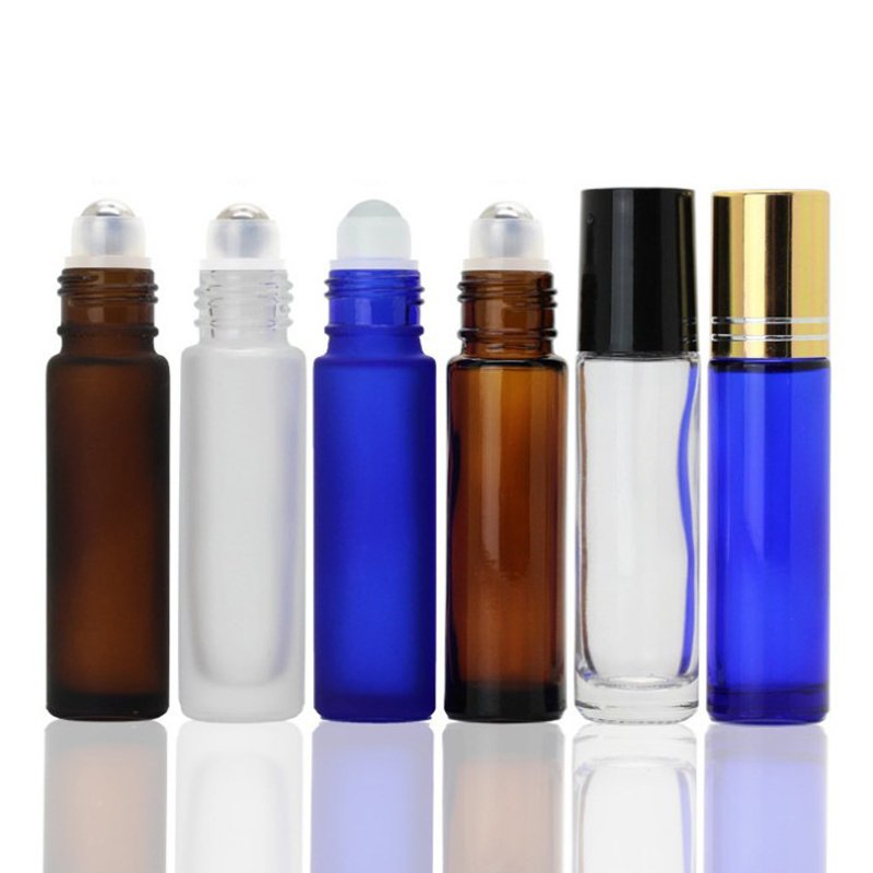 China manufacturer 5ml 10ml 15ml 20ml amber clear blue logo customized essential oil perfume glass roll on bottles roller bottle