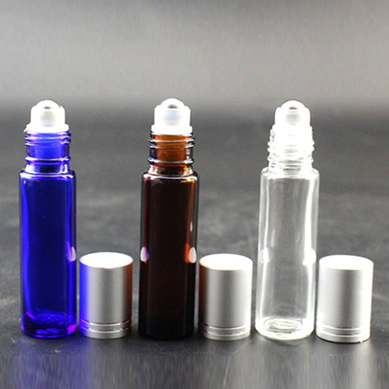 China manufacturer 5ml 10ml 15ml 20ml amber clear blue logo customized essential oil perfume glass roll on bottles roller bottle