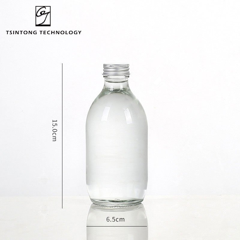 Wholesale 300ml 10oz Round Transparent Packaging Juicy Beverage Empty Milk Glass Bottle with Metal Lid
