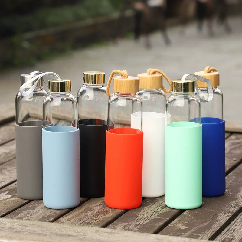 Amazon Top Quality Custom Logo 550ml Crystal Gemstone Healing Energy Crystal Gem Glass Water Bottle Bamboo Lid
