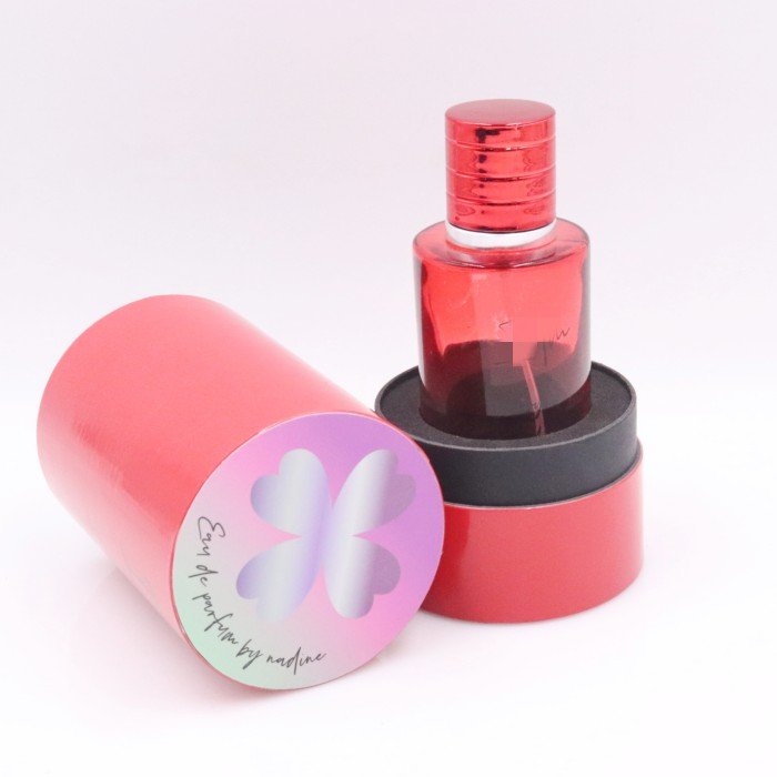 cylinder 50ml glass perfume bottle packaging 50ml 100ml Round Cylinder Transparent Spray Glass Perfume Bottle