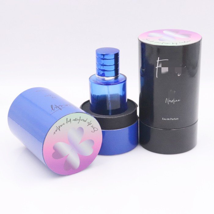 cylinder 50ml glass perfume bottle packaging 50ml 100ml Round Cylinder Transparent Spray Glass Perfume Bottle