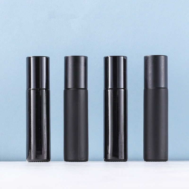 Factory stock 10ML black ball essential oil walking bead scrub perfume glass bottle