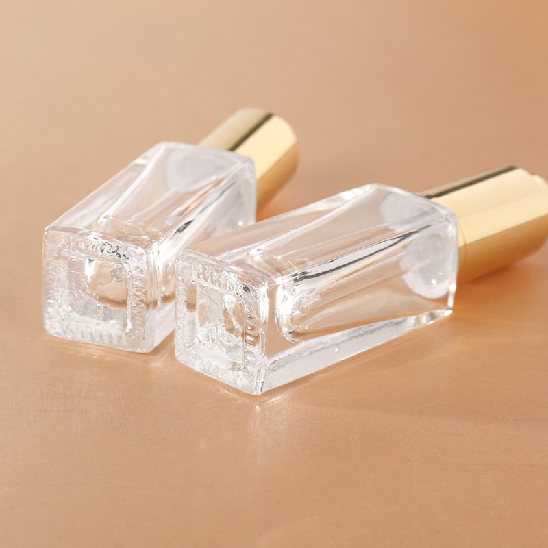 Luxury Empty Square Dropper Bottle 5ml Serum Mini Glass Bottle Frosted Press Pump Essence Oil Skincare Packaging