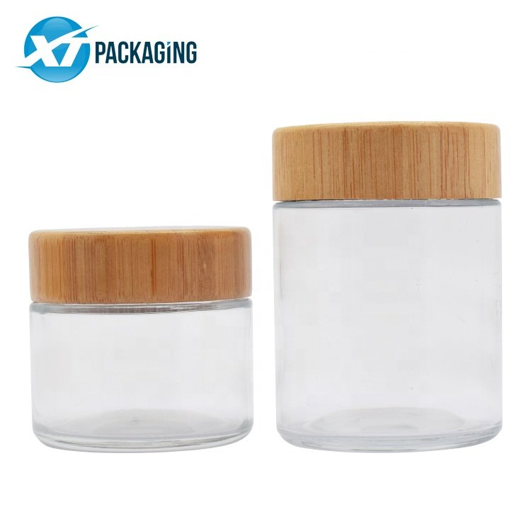 4 oz bamboo cosmetic jars flower packaging frosted glass bottle, glass jar containers 4oz child proof jar bamboo wood engraved