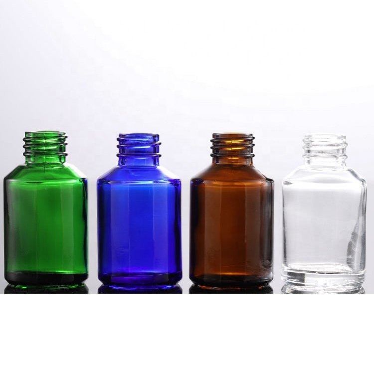 Inclined shoulder glass bottle 30 ml glass dropper bottle 1 oz amber blue green clear glass bottle with dropper pipette