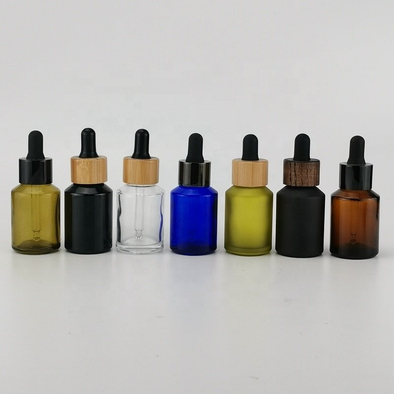 Inclined shoulder glass bottle 30 ml glass dropper bottle 1 oz amber blue green clear glass bottle with dropper pipette