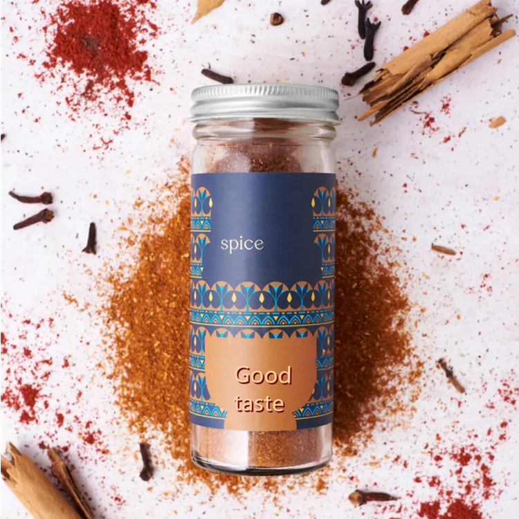 2022 Custom Logo Golden gold Letter Printed glass bottle seasoning bottle 4oz spices bottle packaging spice jar glass