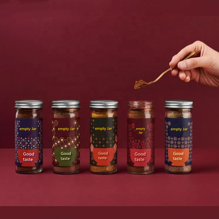 2022 Custom Logo Golden gold Letter Printed glass bottle seasoning bottle 4oz spices bottle packaging spice jar glass