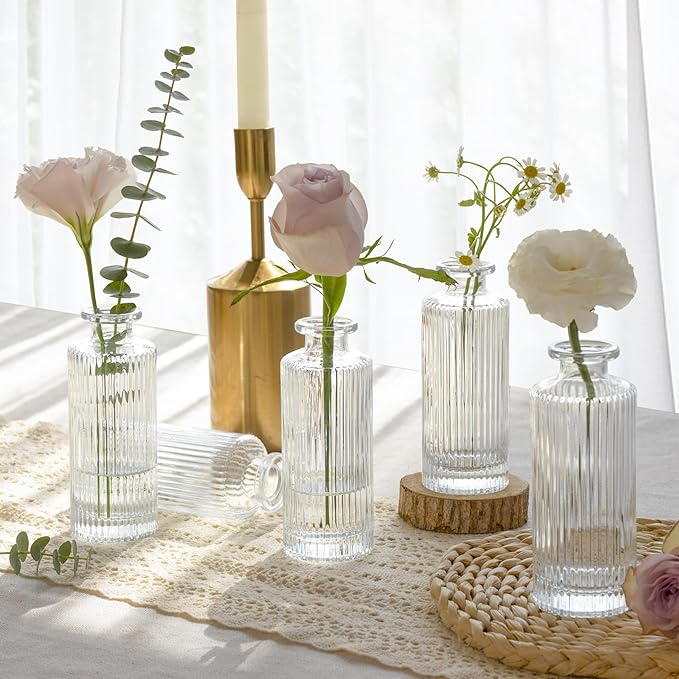 Mini glass flower bud vase for flowers, wedding reception, Christmas, home decoration