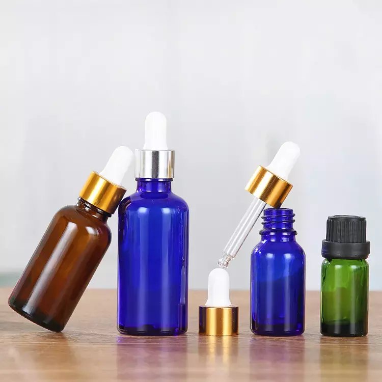 Amber Green Blue Clear 5ml-100ml Empty Glass Bottles For Essential Oil Face Serum With Dropper