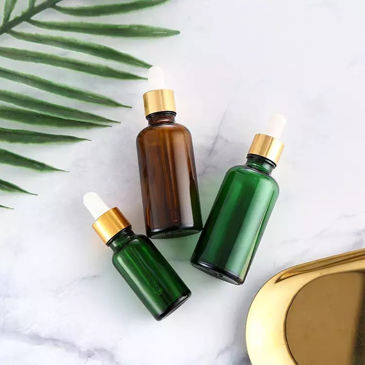Amber Green Blue Clear 5ml-100ml Empty Glass Bottles For Essential Oil Face Serum With Dropper