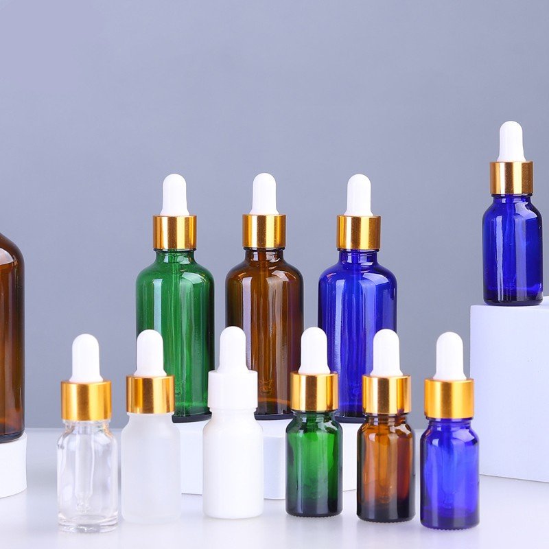 Amber Green Blue Clear 5ml-100ml Empty Glass Bottles For Essential Oil Face Serum With Dropper