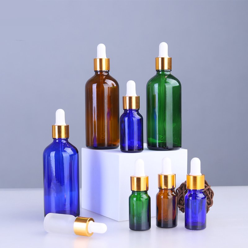 Amber Green Blue Clear 5ml-100ml Empty Glass Bottles For Essential Oil Face Serum With Dropper