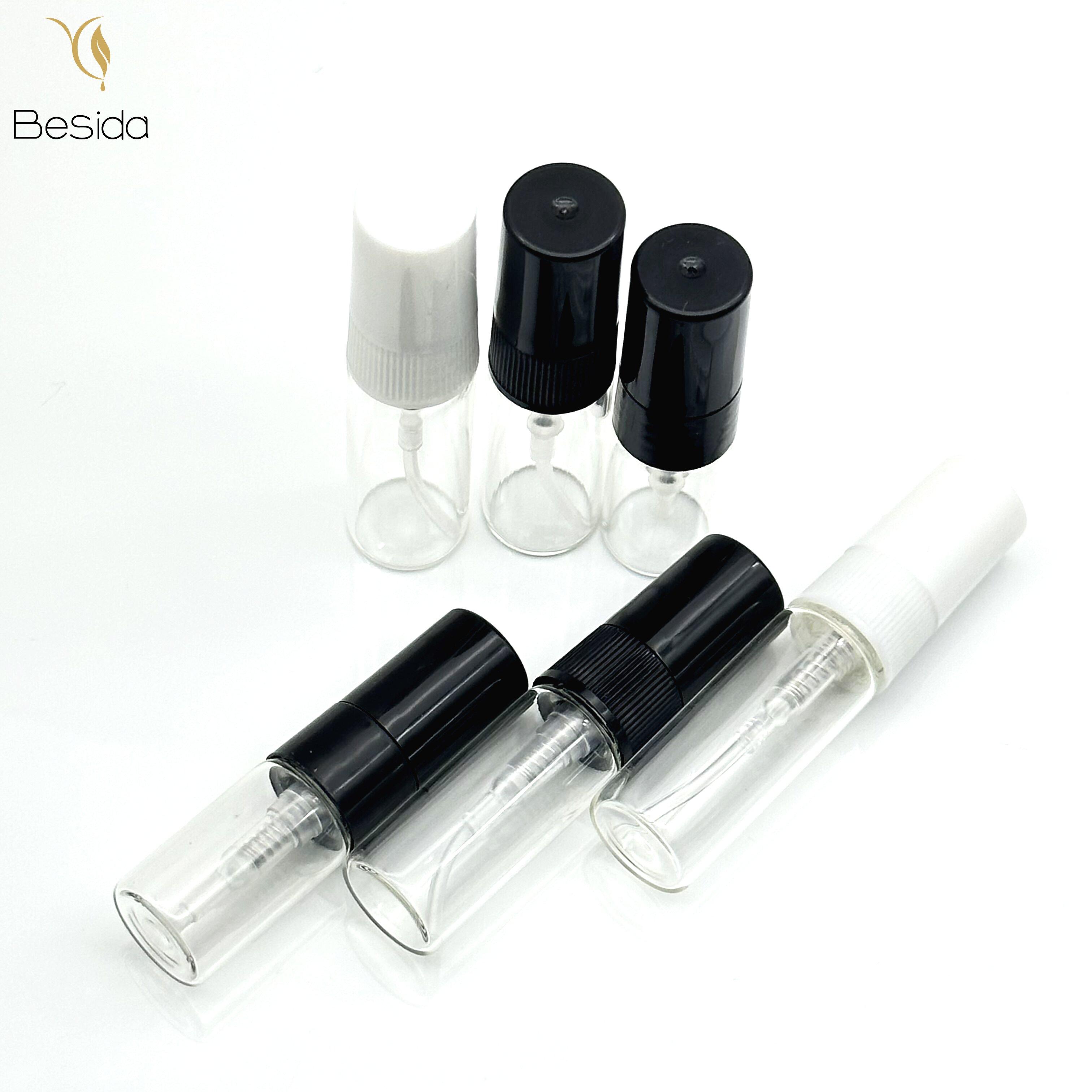Portable small refillable perfume atomizer spray pump glass bottle 2ml 3ml 5ml 10ml tube with screw cap Free Sample