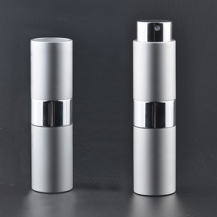 Hot Sale 5Ml 10Ml 15Ml 20Ml Clear glass bottle twist up pocket spray matte glossy aluminum refillable perfume mist spray pump