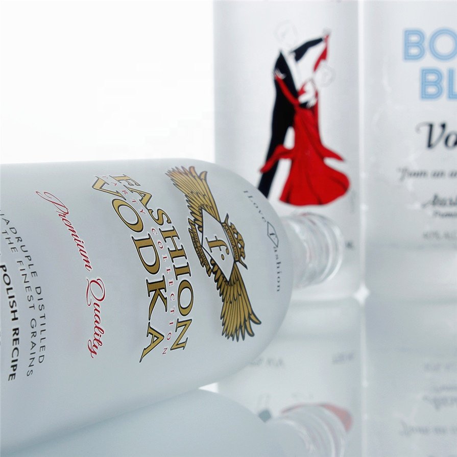 25.4 Oz 700 ml 750 ml frosted frosting matte color spirits vodka whiskey tequila frosted glass bottles