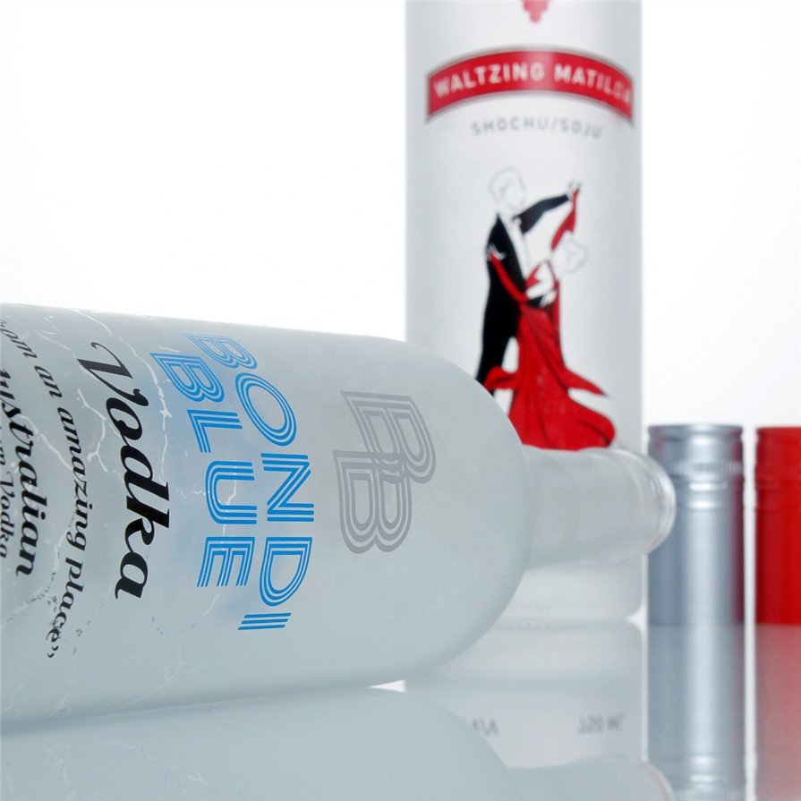 25.4 Oz 700 ml 750 ml frosted frosting matte color spirits vodka whiskey tequila frosted glass bottles