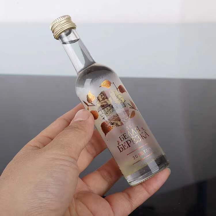 50ml Mini glass bottle mini liquor wine bottle manufacturer in stock small spirit liquor bottle with cap custom logo