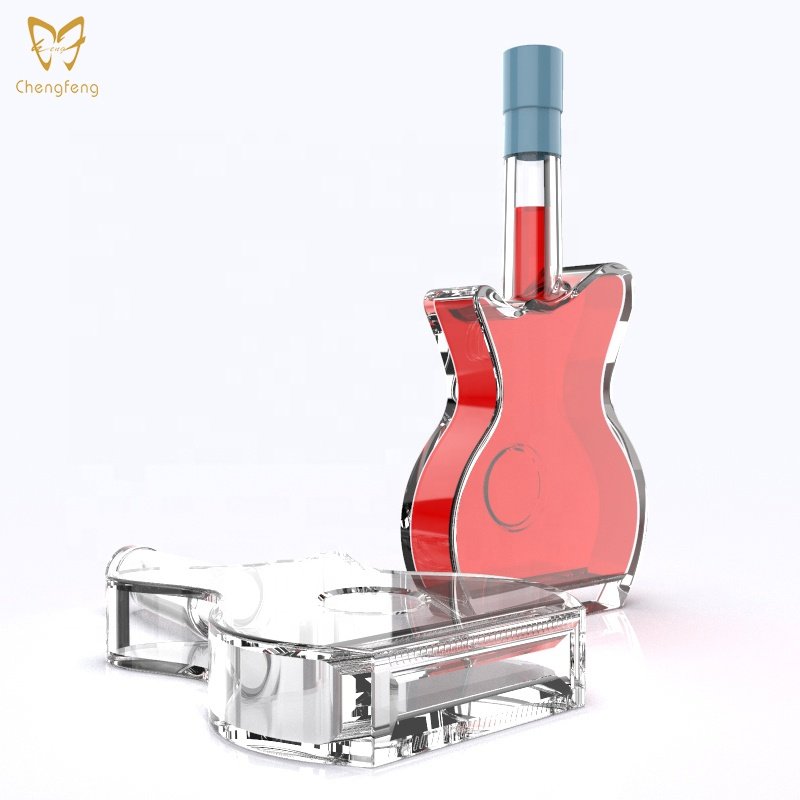 colored Custom glass bottle guitar shaped glass bottle for vodka whiskey 700ml