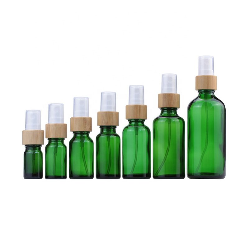 5ml 10ml 20ml 30ml 50ml 100ml empty serum perfume essential oil amber glass bottles with bamboo mist spray