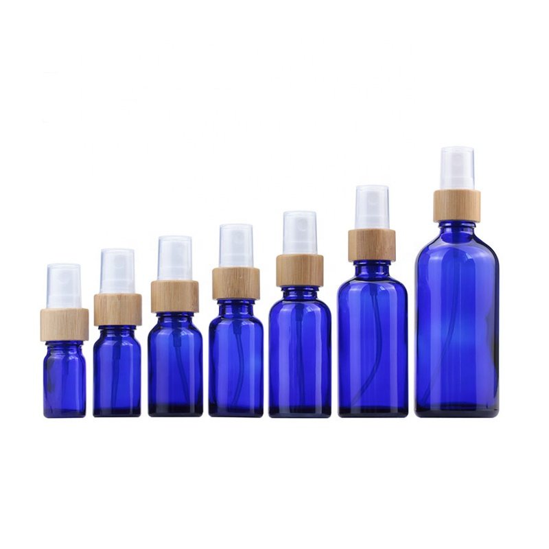 5ml 10ml 20ml 30ml 50ml 100ml empty serum perfume essential oil amber glass bottles with bamboo mist spray