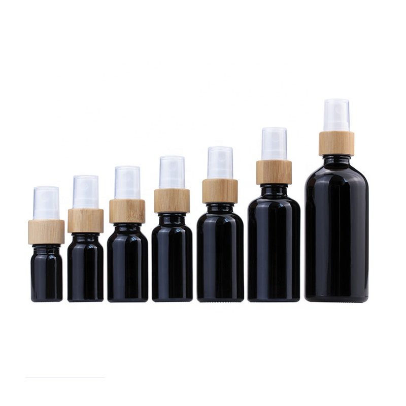5ml 10ml 20ml 30ml 50ml 100ml empty serum perfume essential oil amber glass bottles with bamboo mist spray