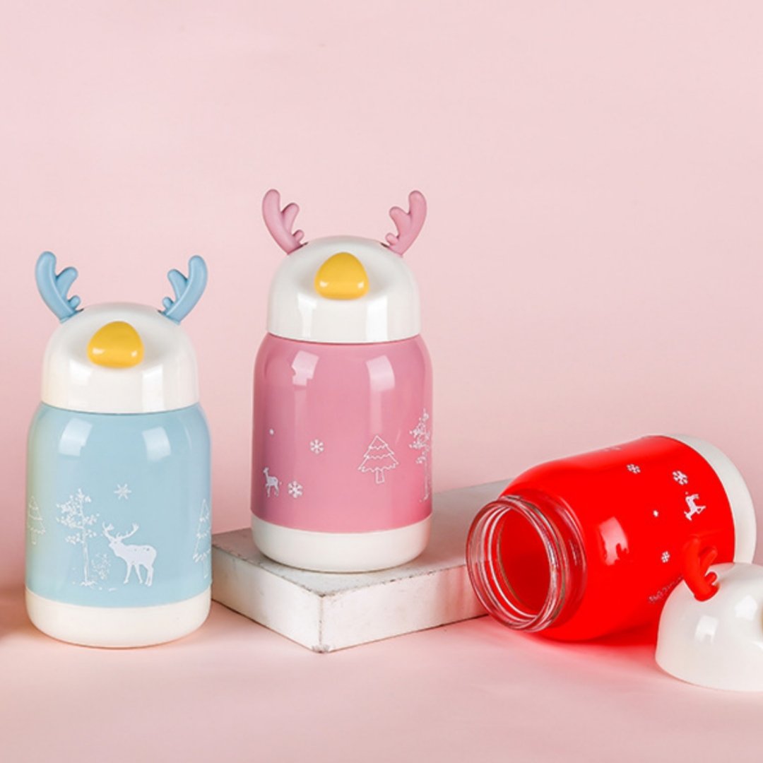Md123 Double Layer Glass Deer Cup Cute Cartoon Antler Advertising Gift Cup Christmas Glass Bottles