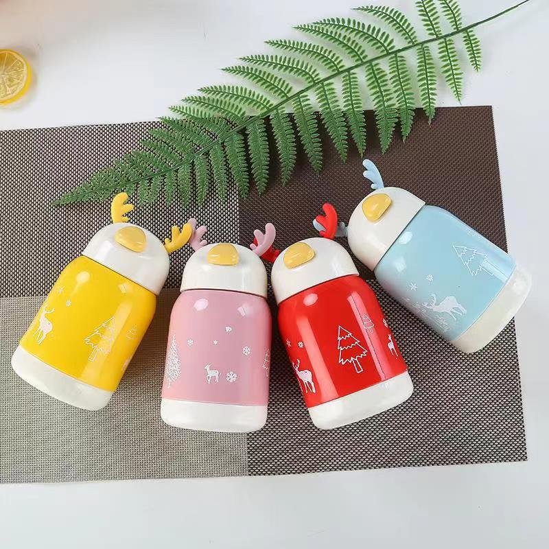 Md123 Double Layer Glass Deer Cup Cute Cartoon Antler Advertising Gift Cup Christmas Glass Bottles