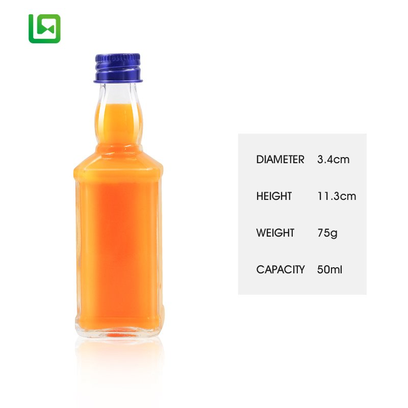 50ml Alcoholic beverage juice drinks liquor wine whiskey small mini sample glass bottle with lid