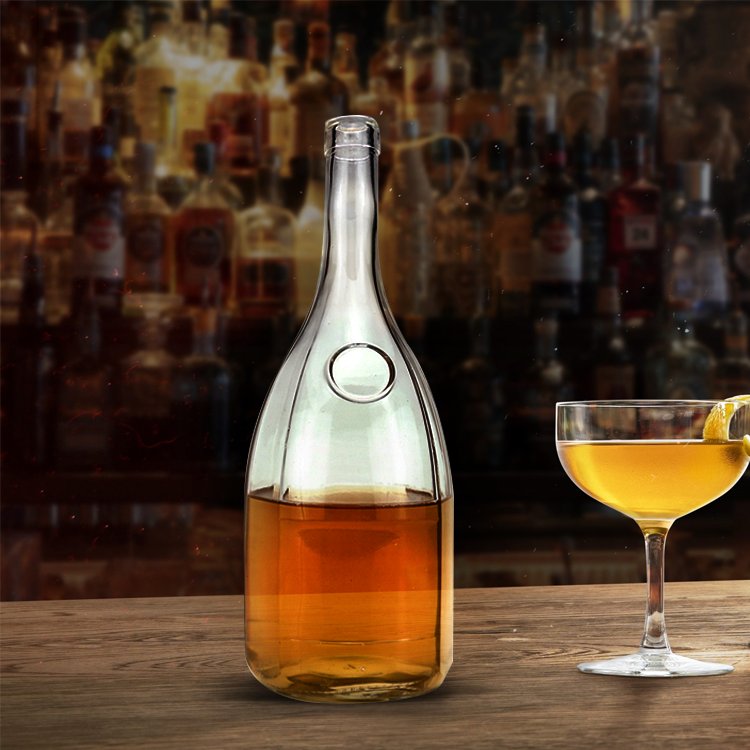 1500ml round wine glass bottle liquor bottle for brandy vodka whisky glass bottle