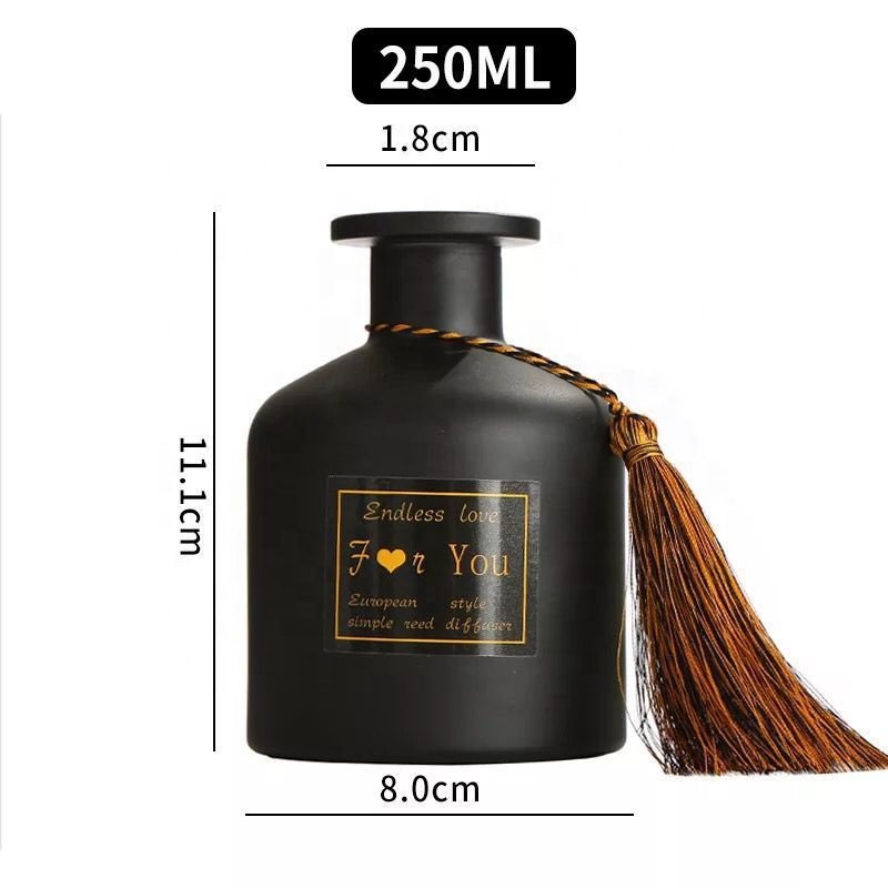 Wholesale Simple Round Colored Glass Blue Gray Black 150ml 200ml Empty Perfume Reed Diffuse Glass Bottle