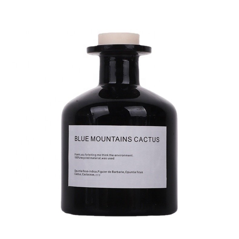 Wholesale Simple Round Colored Glass Blue Gray Black 150ml 200ml Empty Perfume Reed Diffuse Glass Bottle