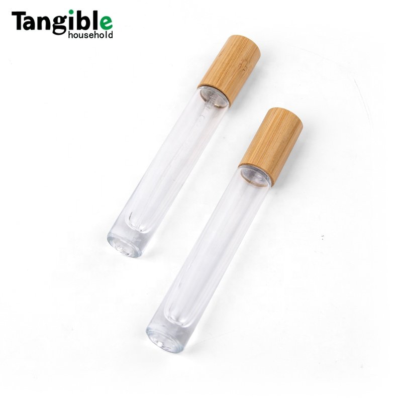 factory wholesale 5ml-100ml Frosted Glass Empty Essential Oil Spray Bottle With Natural Wooden Bamboo Pump