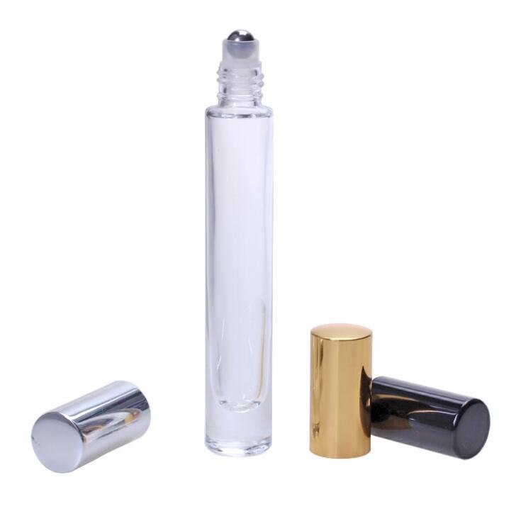 10ml Clear Packaging Cylindrical Easy to Carry Essential Oil Roller Square Glass for Perfume Roller Bottle Roll on Bottle Luxury