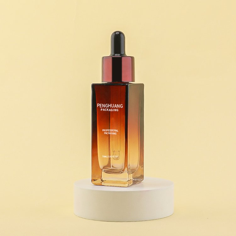Wholesale 30ml 50ml Amber Glass Serum Dropper Bottle Facial Care Moisture Customized Skincare Box Screen Printing Essential Oils
