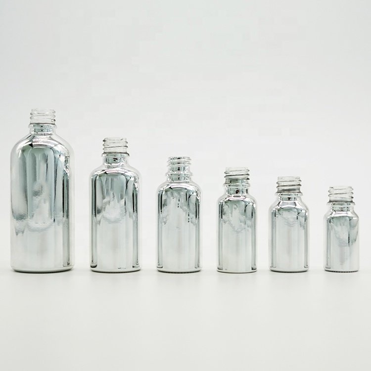 Serum 5ml 10ml 15ml 20ml 30ml 50ml 100ml Various Capacity Glass Silver Bottles with 18mm Mouth for Essential Oil with Shiny Mist Pump Attar Ampoule Essential Oil