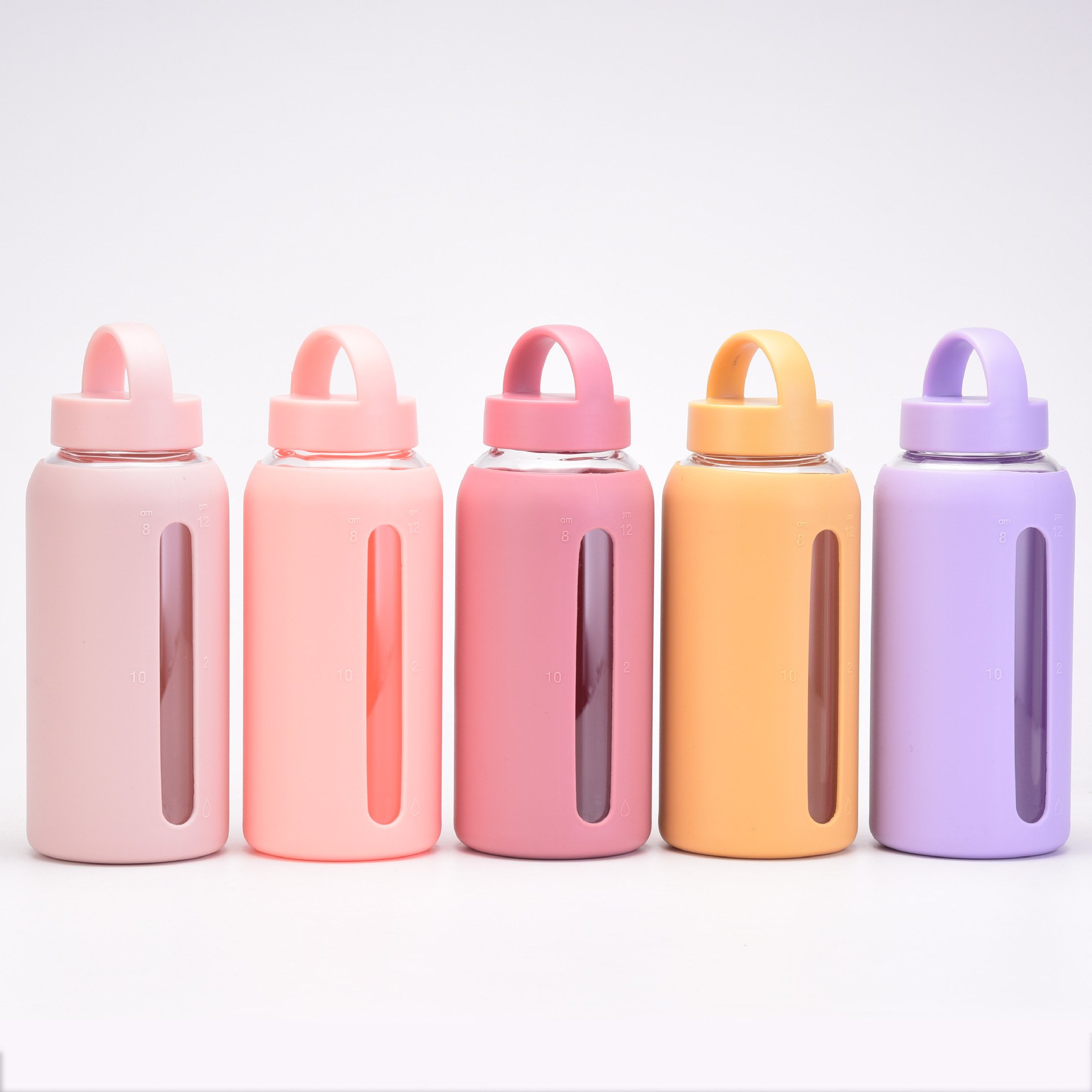 800ml Large Capacity Transparent Glass Portable Water Bottle With Silicone Sleeve Glass Bottles For Juice