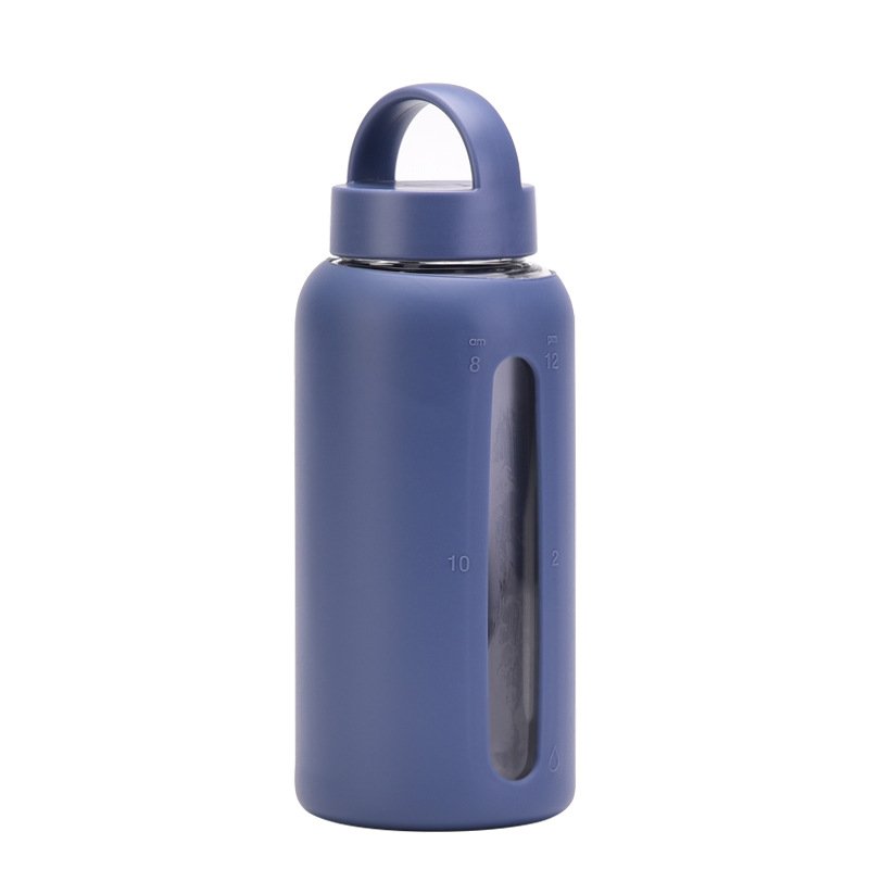 800ml Large Capacity Transparent Glass Portable Water Bottle With Silicone Sleeve Glass Bottles For Juice