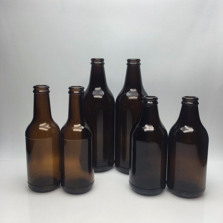 Wholesale 250ml 300ml 500ml Amber Dark Brown Round Shape Narrow Mouth Beer Wine Oral Liquid Glass Bottle