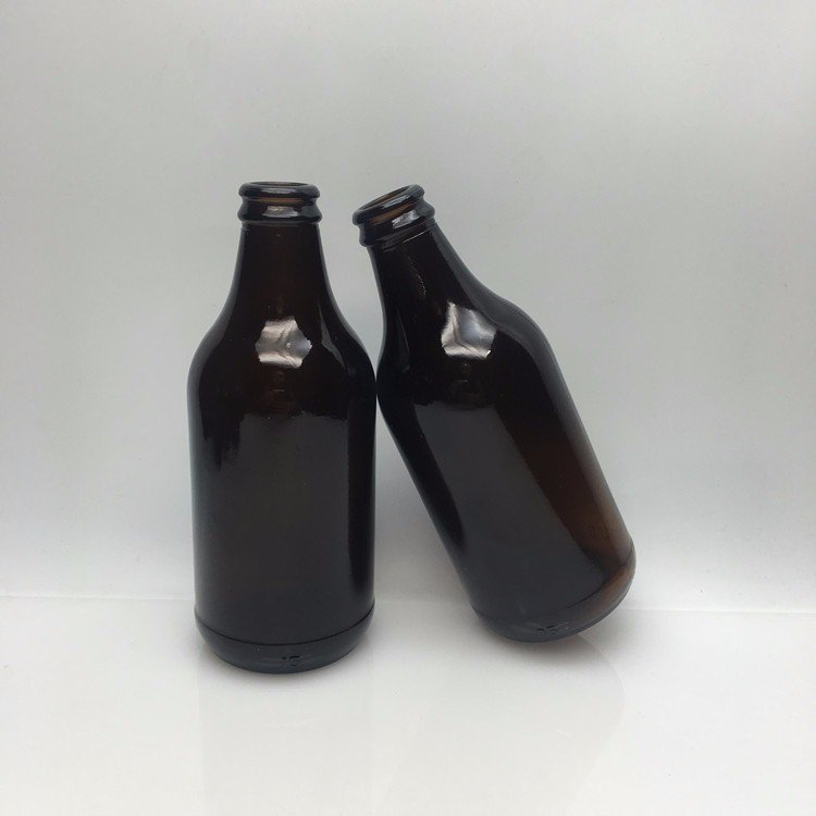 Wholesale 250ml 300ml 500ml Amber Dark Brown Round Shape Narrow Mouth Beer Wine Oral Liquid Glass Bottle